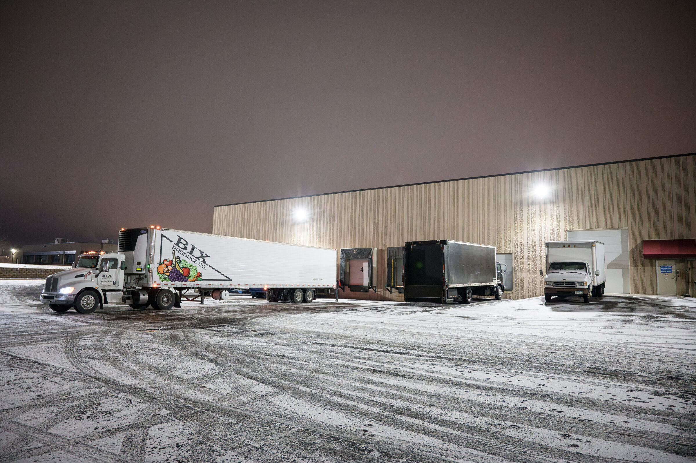 semi backed into warehouse dock