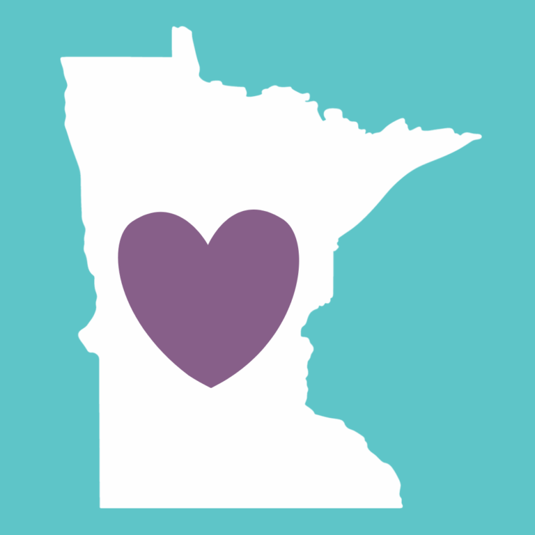 Heart over Minnesota graphic. Message of support.