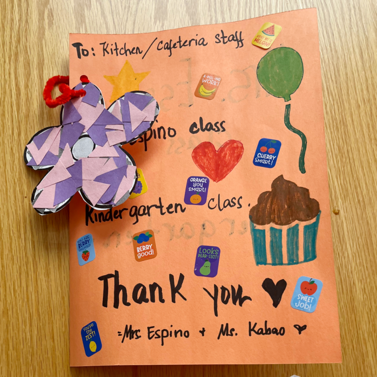 School Lunch Hero Day card made by kids