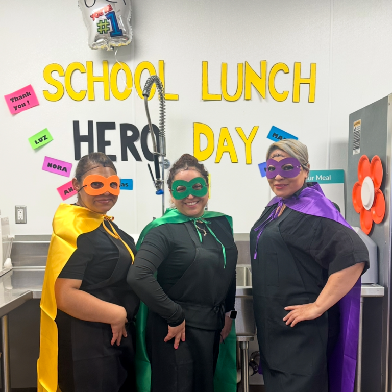 School Lunch Hero Day - team in hero costumes